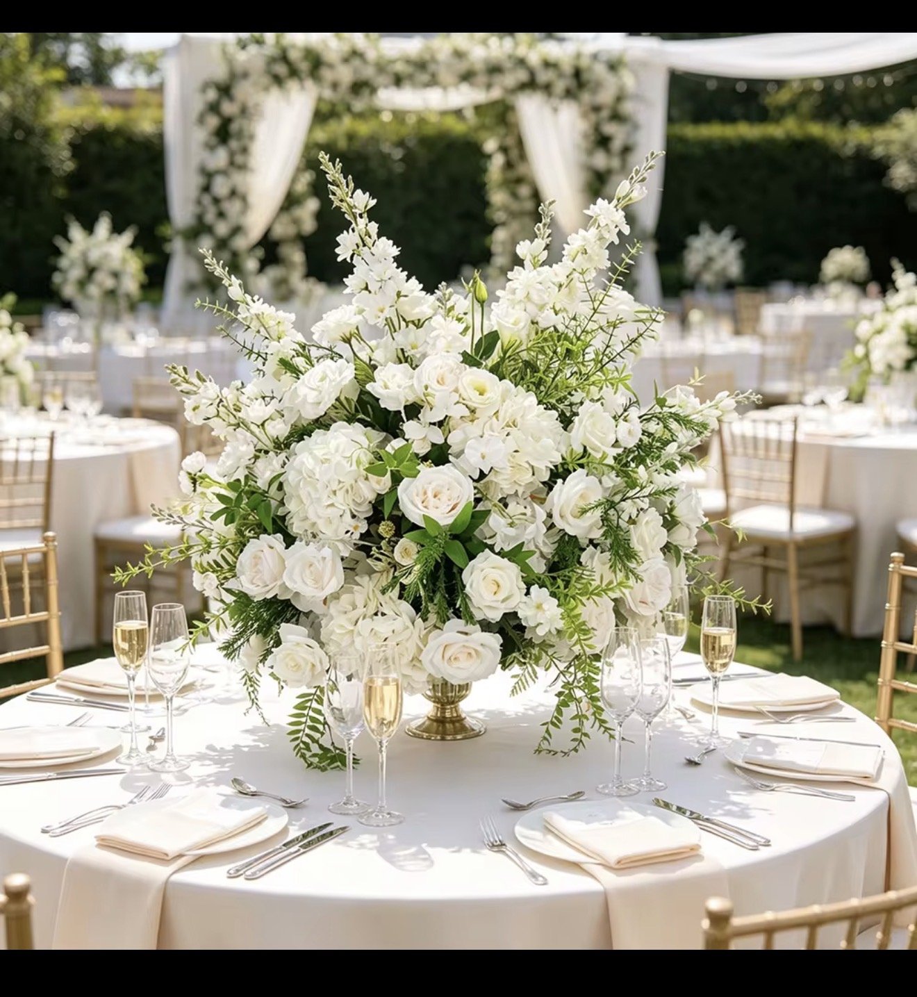 Elegant outdoor event catering setup